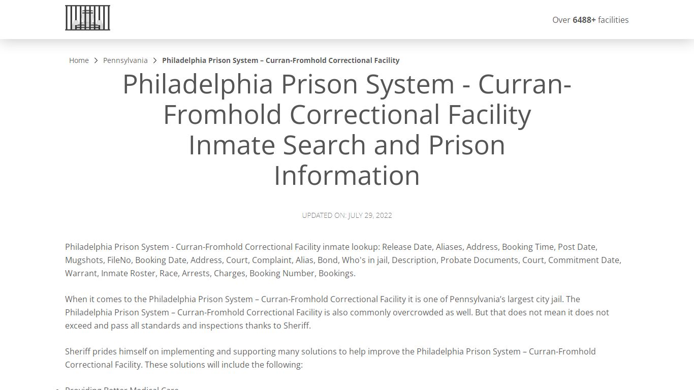 Philadelphia Prison System - Curran-Fromhold Correctional ...