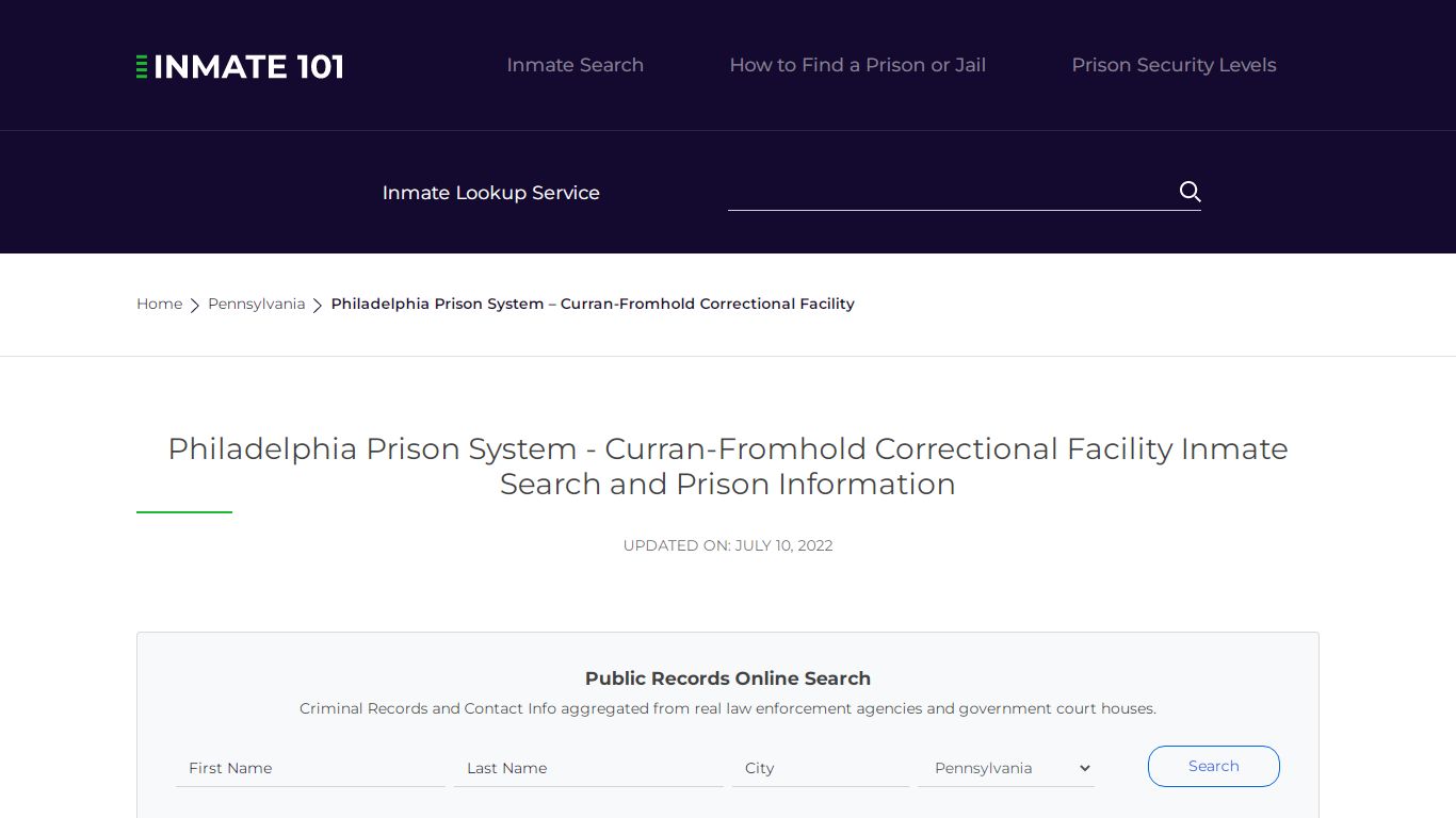 Philadelphia Prison System - Curran-Fromhold Correctional ...