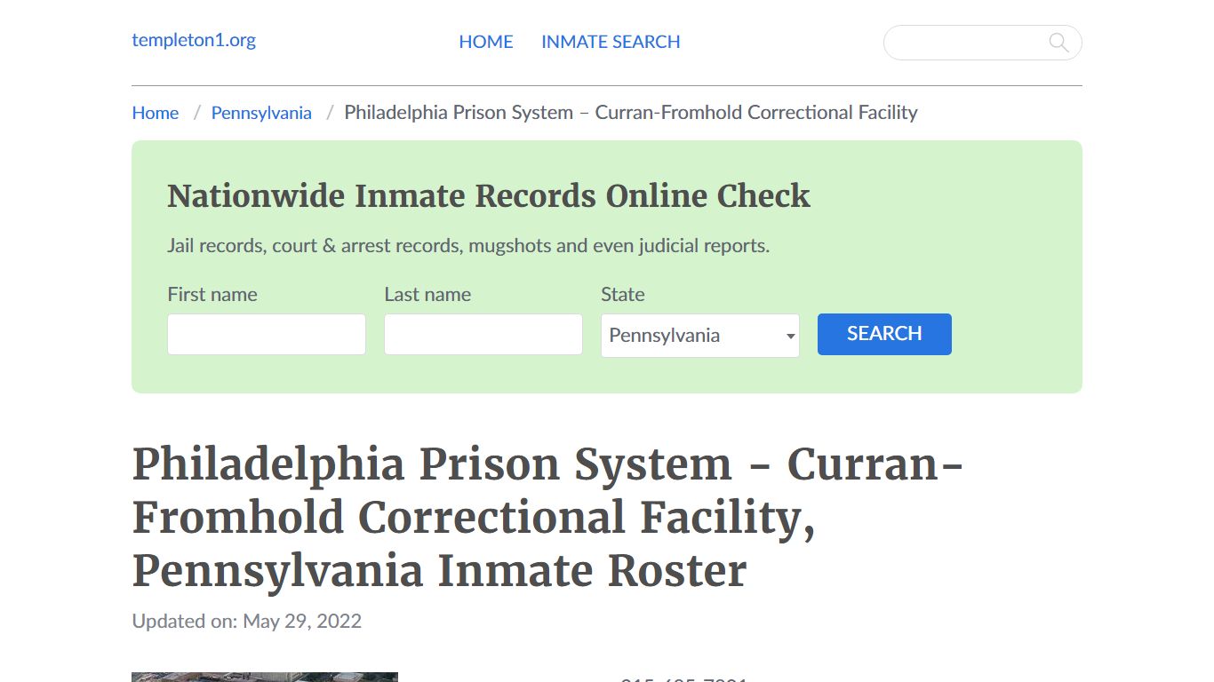 Philadelphia Prison System - Curran-Fromhold Correctional ...